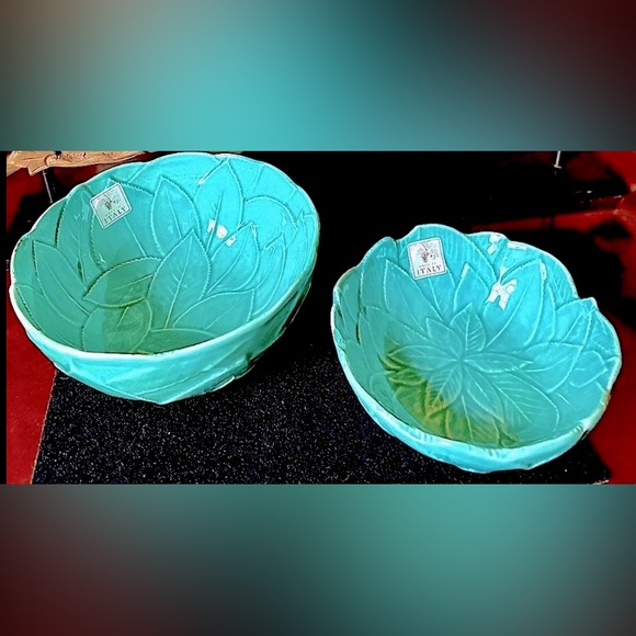2/$25. SET of TWO CERAMIC TURQUOISE COLOR BOWLS - Picture 7 of 7